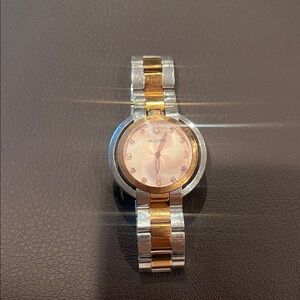 Bulova Pink Dial Silver and Gold Watch